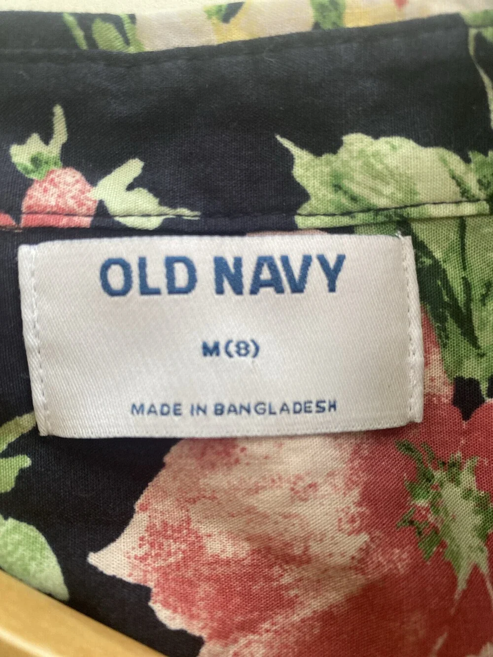 Old Navy Tropical Floral Hawaiian Button Front Shirt Boys M 8